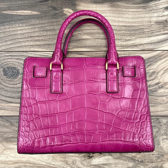 NWOT Michael Kors Croc Embossed Dillon Leather Handbag Satchel NO LONGER STRAP - Picture 3 of 13